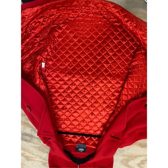 Woolrich 100% Wool Red Long Hooded Coat, Size Small, MSRP $790 - Picture 9 of 10